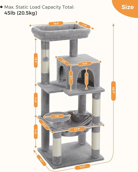 45.7" Multi-Level Cat Tower