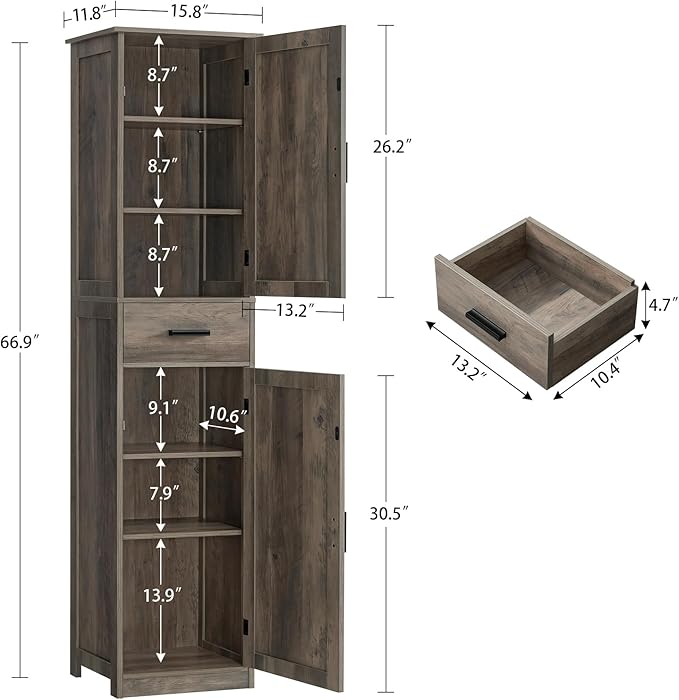 Oak Storage Cabinet with 2 Doors