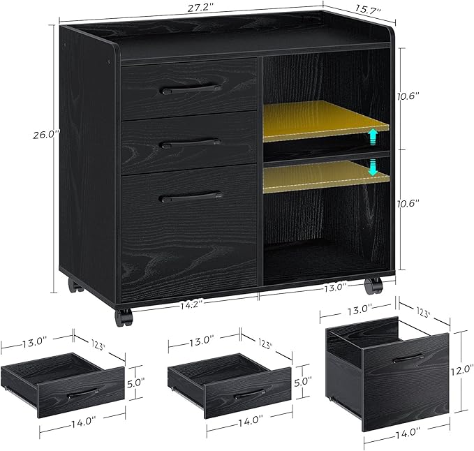 3-Drawers File Cabinet