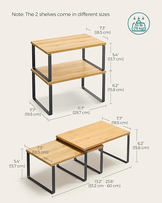 Set of 2 Kitchen Counter Shelves