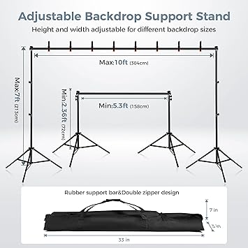 10x7ft Adjustable Photography Kit