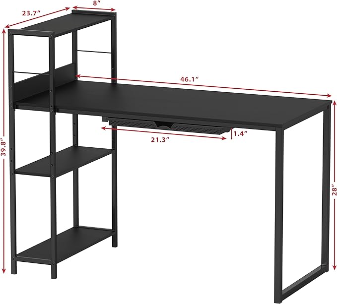 46-Inch Desk with Side Shelf