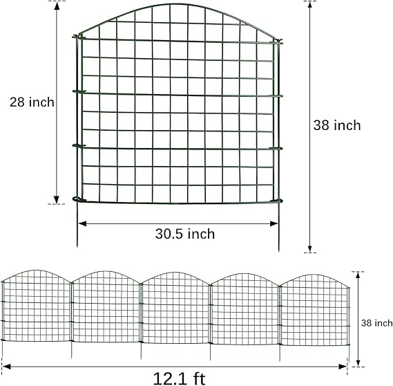 5 Panels Metal Garden Fence