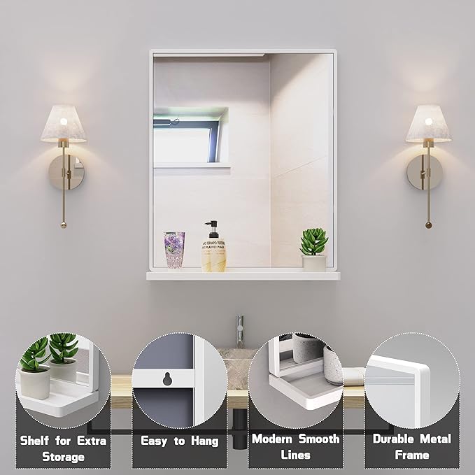 Bathroom Wall Mirror with Shelf