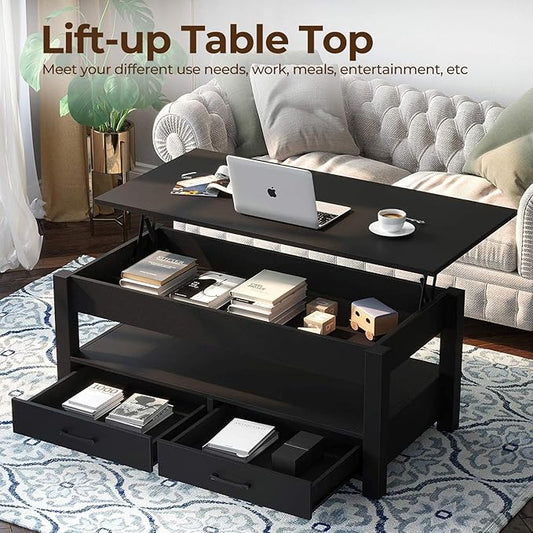 Lift Top Coffee Table with Drawers