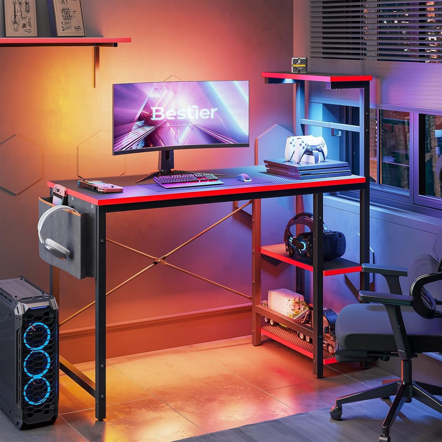 44 Inch Gaming Desk W/Led Lights