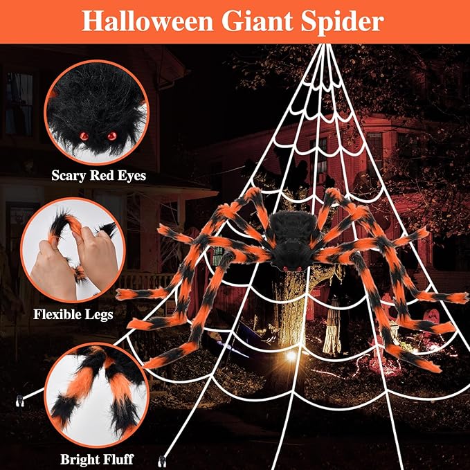 4.1FT Huge Fake Spider with Spider Web