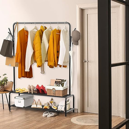 Garment Rack with Storage Shelves