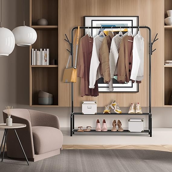 Garment Rack with Storage Shelves